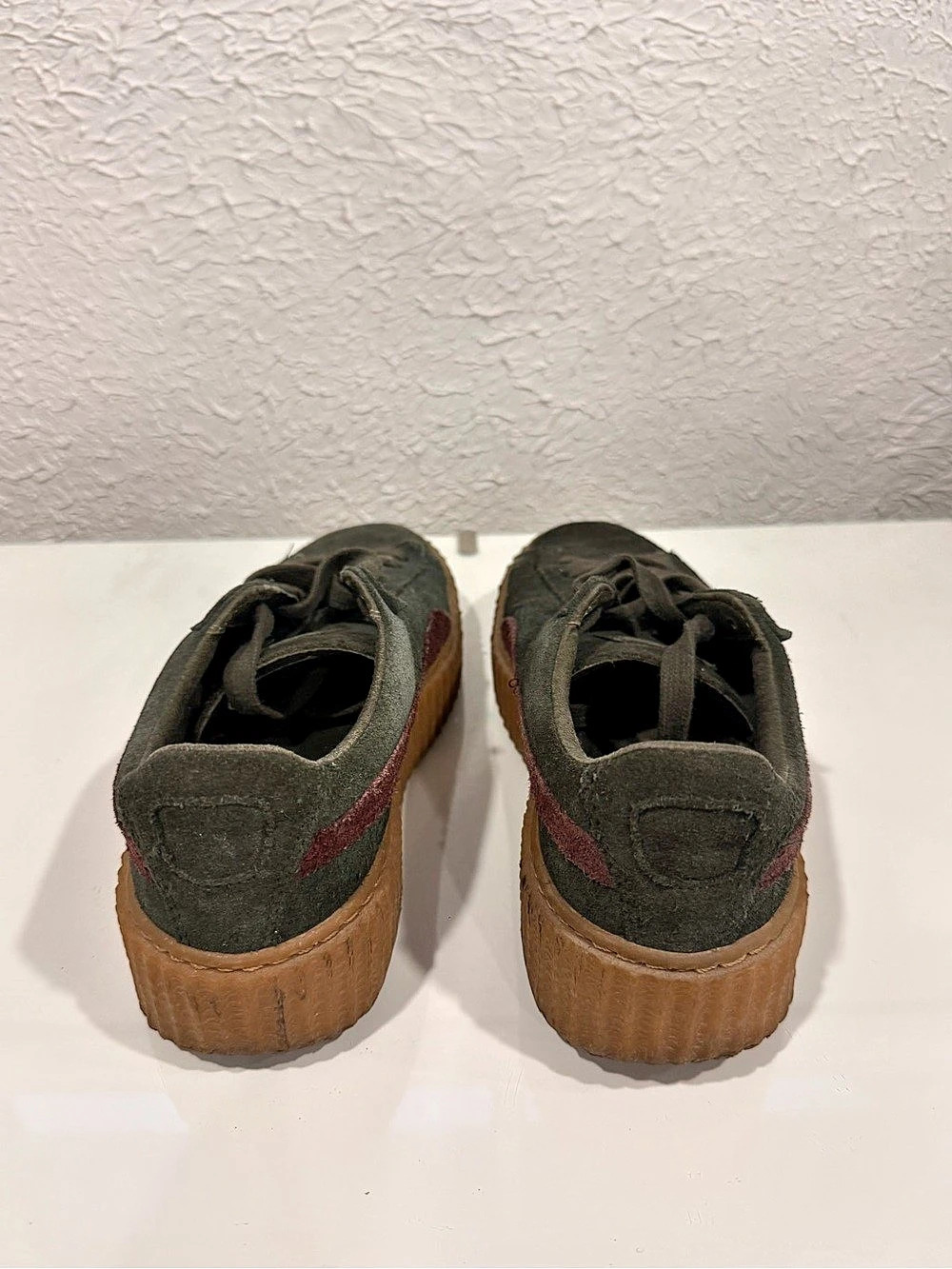 Puma Fenty x Puma Suede Creeper Green Bordeaux Sneakers - Picture 4 of 4